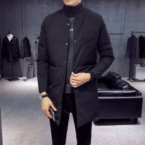 Winter thickened cotton-padded clothes mens long trend warm jacket cotton jacket baseball collar Korean version of Down cotton jacket size