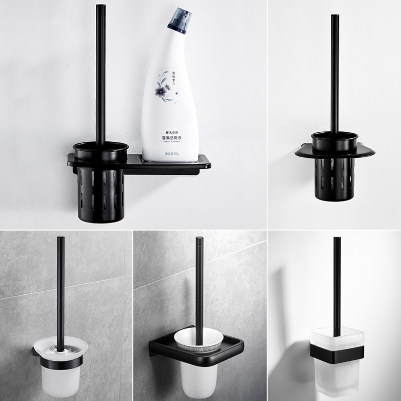 Wall-free punch-free aluminum bathroom toilet toilet brush package with brush frame