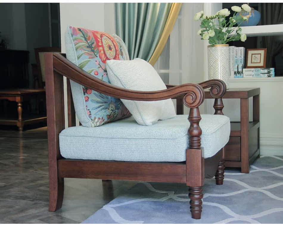 Nhỏ kết hợp vải gỗ nước Mỹ sofa nhỏ căn hộ 123 Jianmei phong cách nội thất ba nỗi nhớ retro - Ghế sô pha ghế sofa giá rẻ dưới 2 triệu