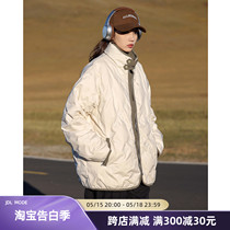 JDL MODE New National Standard 90 White Duck Down Diamond Grid Stand Collar Down Jacket Womens Commuting Loose Couple Ins Cotton Clothes