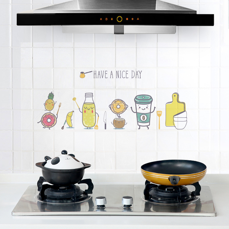 Kitchen oil-proof stickers cabinet cooktop with range hood tile wall stickers self-adhesive wallpaper high temperature waterproof moisture-proof wallpaper