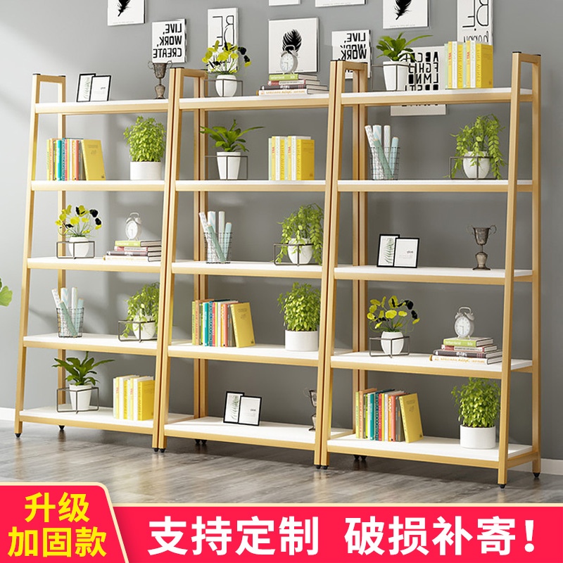 Steel wood shelf rack wrought iron bookshelf home living room multi-layer storage cabinet shelf shelf storage layer rack