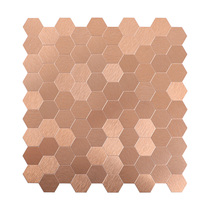 Rose gold hexagonal small particle tile mosaic metal aluminum-plastic plate self-adhesive wall sticker background wall kitchen bathroom