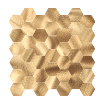 Metal aluminum alloy hexagonal mosaic tile background wall entrance bathroom brushed mirror decorative art wall sticker