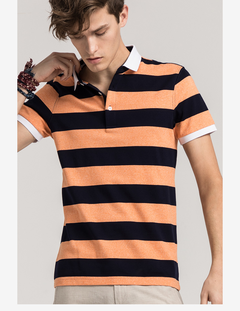 GYgoldlion / Quần áo GY tay ngắn POLO nam thanh niên hè mới sọc nửa áo polo áo thun polo