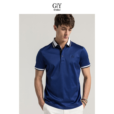 GYgoldlion Jinlilai GY quần áo ngắn tay POLO nam thanh niên ngực thêu tiêu chuẩn casual bông ve áo T-Shirt áo polo đẹp Polo