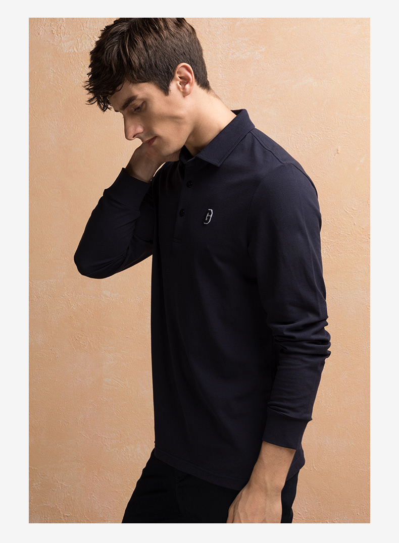 Jinlilai GY áo dài tay polo nam dài tay xu hướng thêu tiêu chuẩn áo thun giản dị mùa thu áo thun dài tay mới áo thun cotton nam