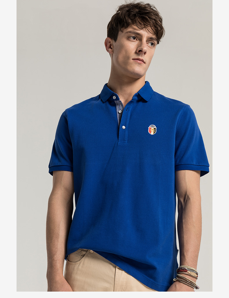 GYgoldlion Jinlilai GY quần áo ngắn tay áo polo nam thanh niên thêu tiêu chuẩn thời trang giản dị ve áo T-Shirt triều