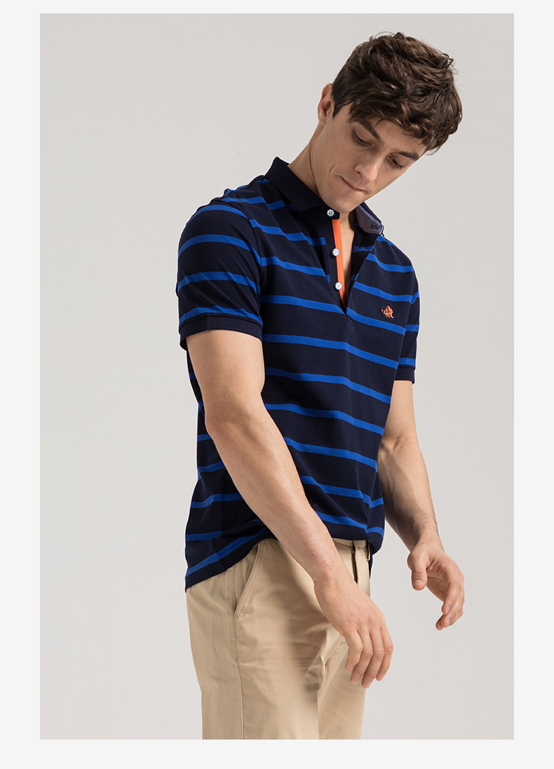 GYgoldlion / GY quần áo polo nam ngắn tay thủy triều cotton mới sọc áo thun aso polo