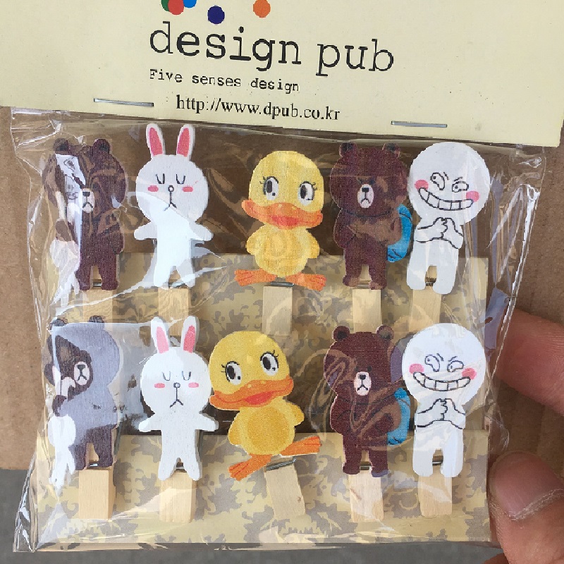 Student gift cartoon animal toddler teaching decorative photo frame with mini duck gift small wooden clip with twine