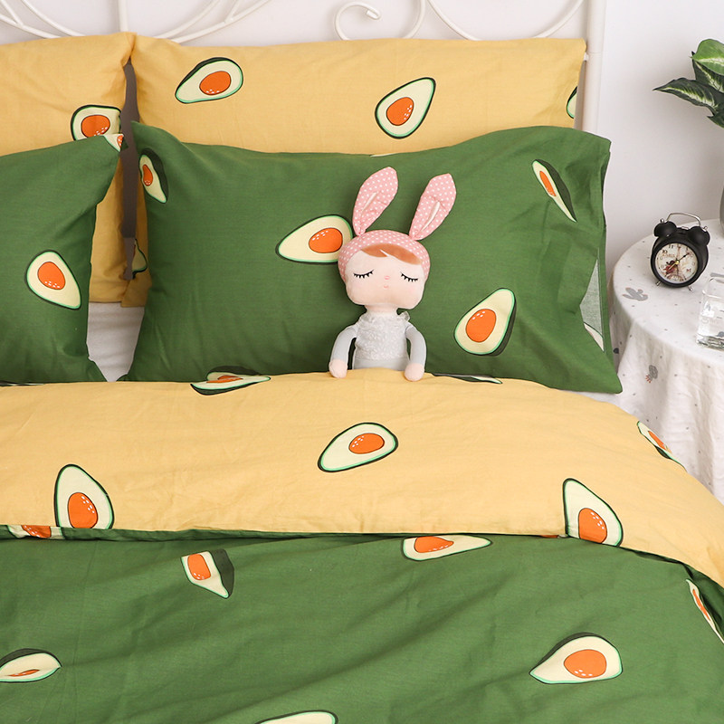Customized bedding of bedsheet, green cotton, pear yellow cotton, pupillowcase for student bed bedbed