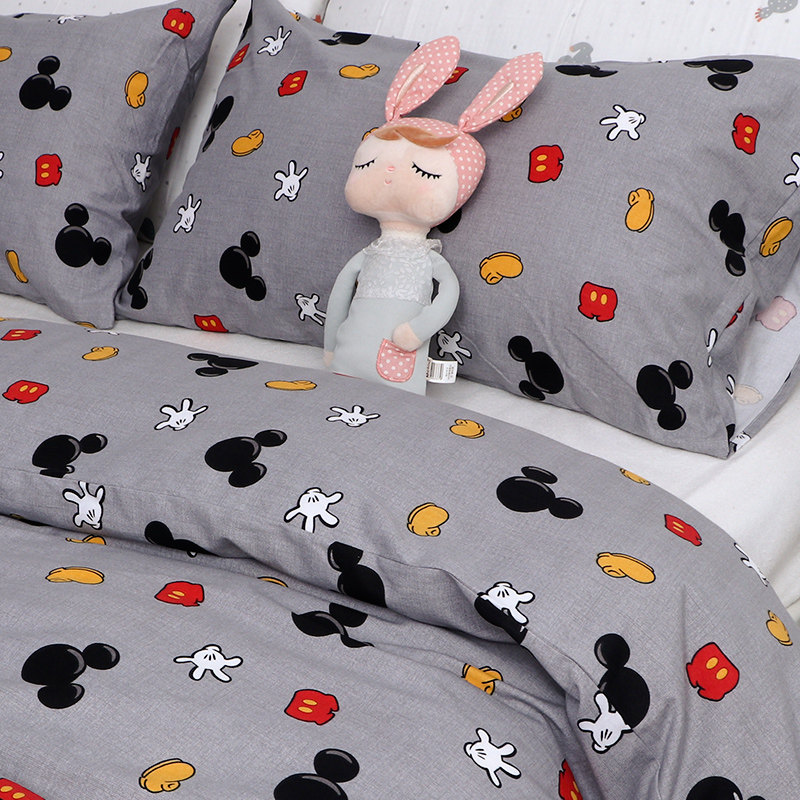 Cute cartoon grey Mitch thickened pure cotton mill wool sheet single piece All cotton quilts covered pillowcase can be set for four sets