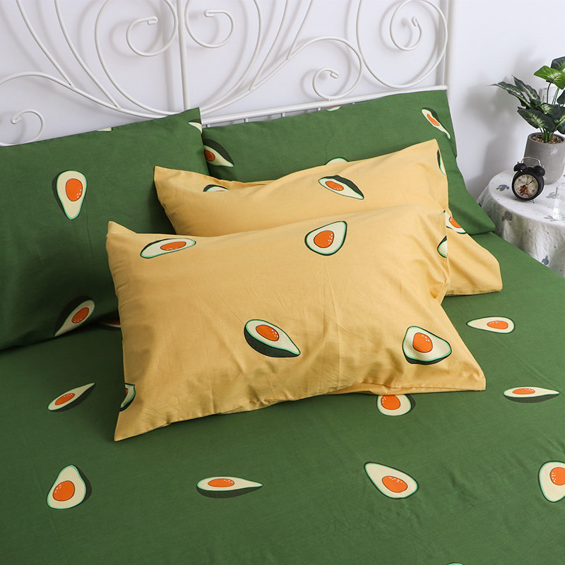 Total Cotton Hand-painted Fruit Cartoon Yellow Green Bull Oil Fruit Pillowcase Pure Cotton Cute Dinosaur Flower Pillow Headgear Bed tailor-made