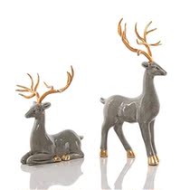 New Chinese ceramic lucky elk ornaments home living room porch separated by J broken bookshelf desktop decorations gift pendulum