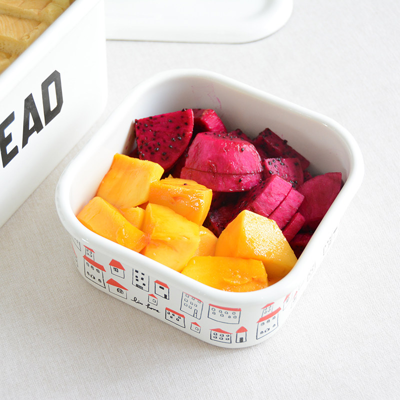 PAGOO enamel Japanese-style fresh-keeping box with lid refrigerator freezer box preparation plate cooking plate bento box butter box