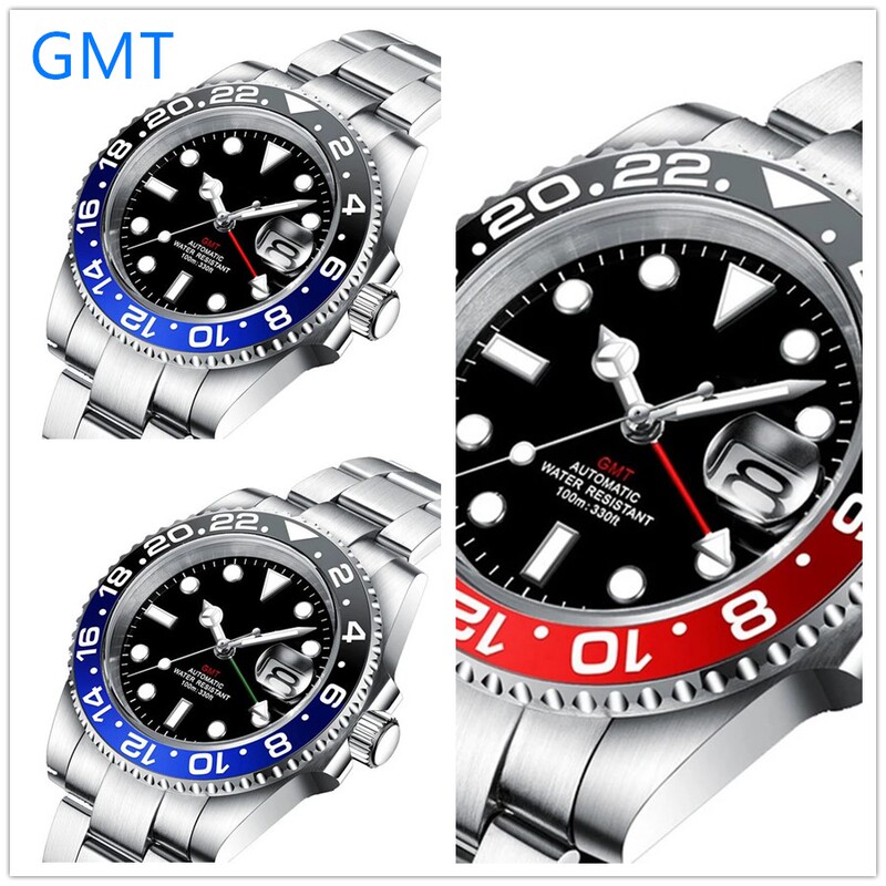 40mm Gmt Function Dual Time Zone Display Sapphire Glass Stainless Steel Watch Greenwich Time Display 40mm Gmt Function Dual Time Zone Display Sapphire Glass Stainless Steel Watch Greenwich Time Display