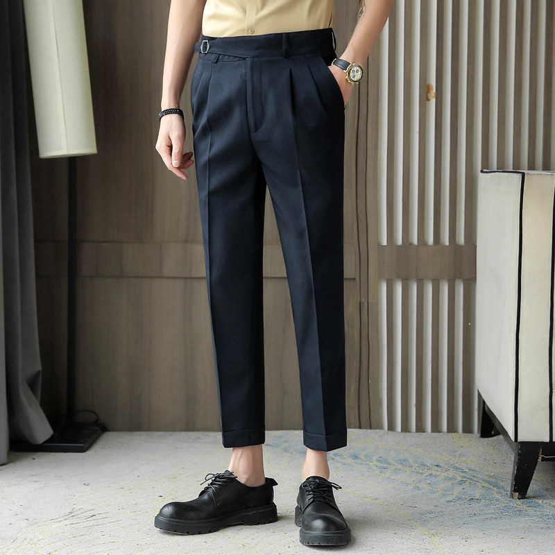 Korean version of summer men's trousers, British business suits, formal clothing, fashion, fashion brand, casual nine-point pants, men's trousers, non-ironing