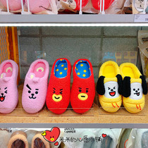 South Korean BT21 paparazzi plush slipper home non-slip thick bottom male and female autumn and winter thermal shoes