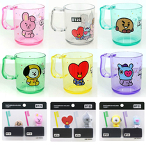 Korea BT21 cartoon doll brushing mouthwash cup Jelly color transparent cup cute toothbrush holder 2 pieces