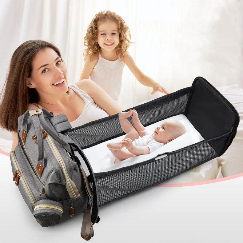 New portable crib mommy bunk bed bag integrated multifunctional large capacity double shoulder mother and baby bag out of hand