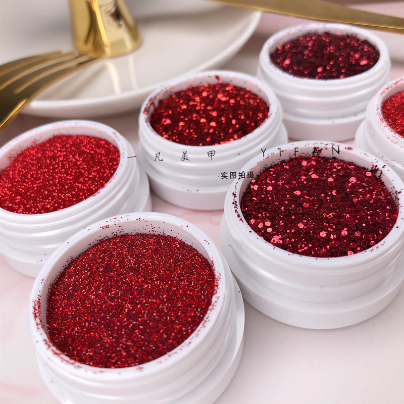 Internet Celebrity Imported Gold Diamond Powder Christmas New Year Nail Art Red Diamond Glitter Chinese Red Glitter Nail Art Accessories A23