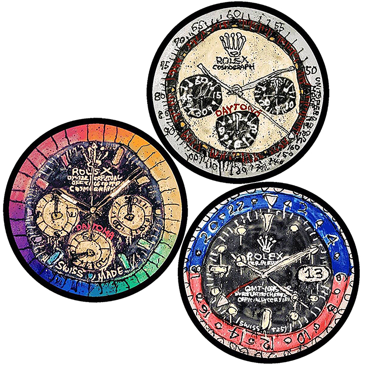 Round Carpet Trendy Mat Spoof Rainbow Red Blue Panda Daytona Abstract Rolex Watch Pattern in Stock