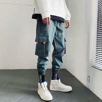 ins overalls mens trend brand leggings slim student wild trend summer thin loose casual nine-point pants 9