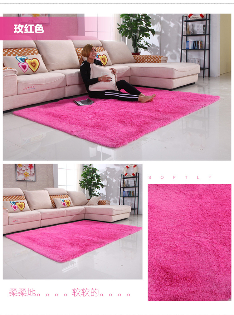 Silky thảm dày có thể được rửa sạch màu phòng ngủ nhỏ gọn giường thảm phòng khách sofa phòng tatami thảm - Thảm thảm nhựa trải sàn