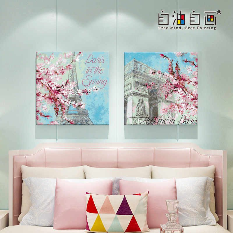 Self-oil self-painting Digital oil painting diy filling hand-painted living room Larry oil color coloring decorative painting Meet Paris