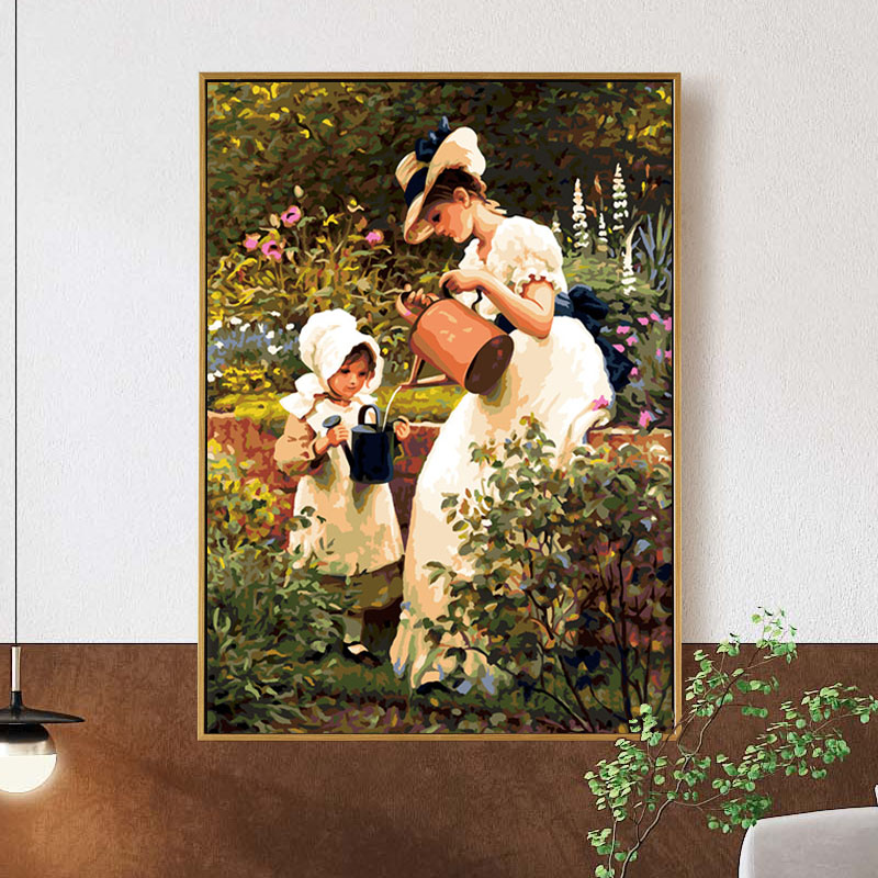 Digital oil painting diy stuffed with self-oil self-painting Xuanguan Hand-filled Color Oil Color Painting Living-room Eu Style Human Figure Painting