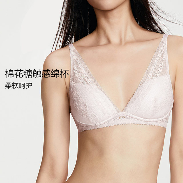 ກົງລົງ 268 Victoria's Secret Fantasy Soft Light French Romantic Lace Wheat Cup Triangular Cup Sexy Bra underwear ສໍາລັບແມ່ຍິງ