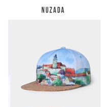 NUZADA oil painting hip-hop landscape baseball cap men and women European tide cap Street flat cap cap cap sun hat