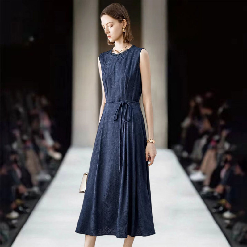 Max*M@Ra Sleeveless Jacquard Dress for Women 2026 Summer New Style Elegant Waist-Slimming Mid-Length Tank Dress