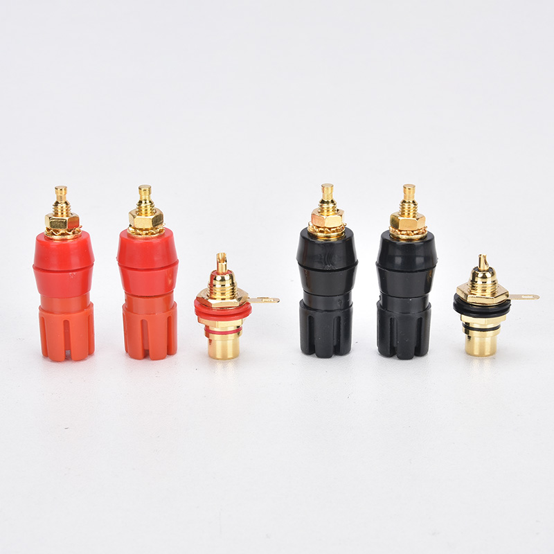 High quality red and black two power amplifier chassis terminal combination set