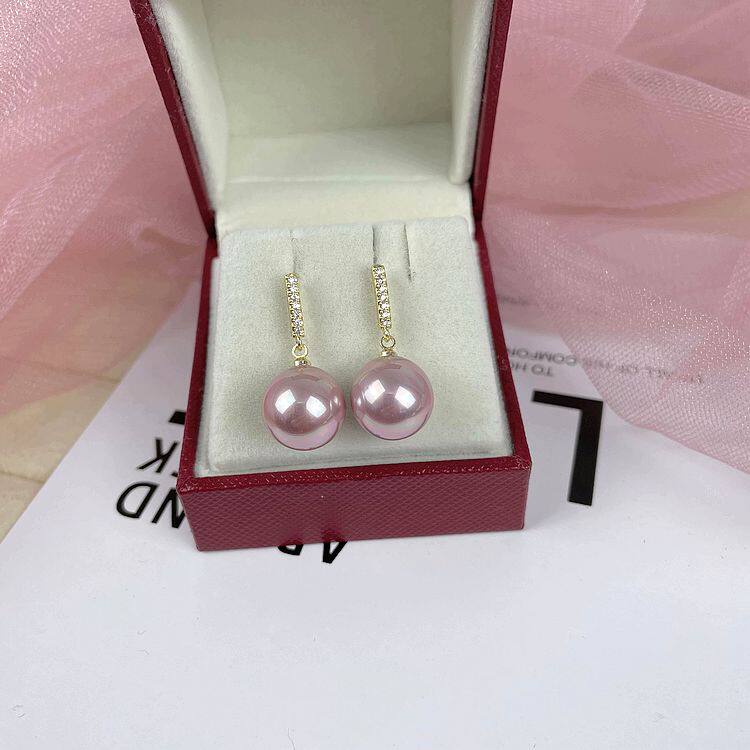 New female word inlaid with 925 silver shells Pearl Ear Needles Natural Mother Bay Imitation Pearl Earrings Earrings White Purple