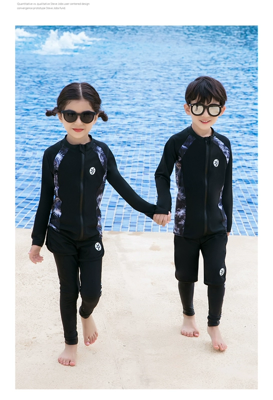Bộ đồ bơi cha mẹ trẻ em bé trai chia nhỏ phù hợp với bé trai lớn áo chống nắng dài tay cô gái nhanh chóng lặn phù hợp với học sinh mẹ và con gái - Bộ đồ bơi của Kid
