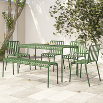 Courtyard Outdoor Sun Protection Iron Art Table Milk Tea Shop Outside Swing Strip Table Villa Folk Sleeping Open-air Casual Table And Chairs Combination