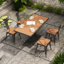 Iron Art Outdoor Table Open-air Patio Casual Rectangular Table Villa Garden Waterproof sunscreen dining table and chairs