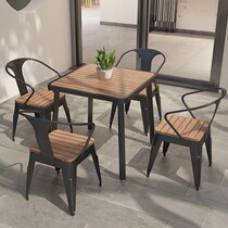Casual outdoor table and chairs Combined modern balcony open-air waterproof sunscreen outdoor patio garden plastic-wood dining table
