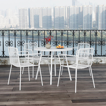 Simple Iron Art Balcony Small Table Outdoor Leisure Square Table Sunscreen Open-air Garden Patio Outdoor Table And Chairs Combination