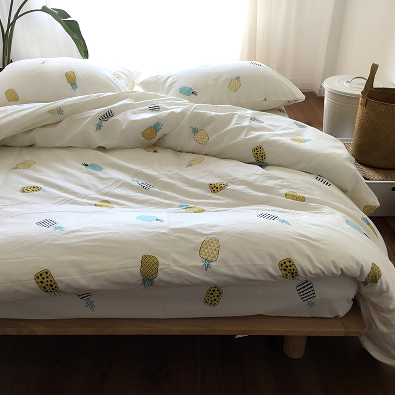 Quilt cover mảnh duy nhất cotton mùa xuân và mùa hè thực vật phim hoạt hình bông quilt cover sinh viên duy nhất chăn đơn 1.5 đôi 2.0