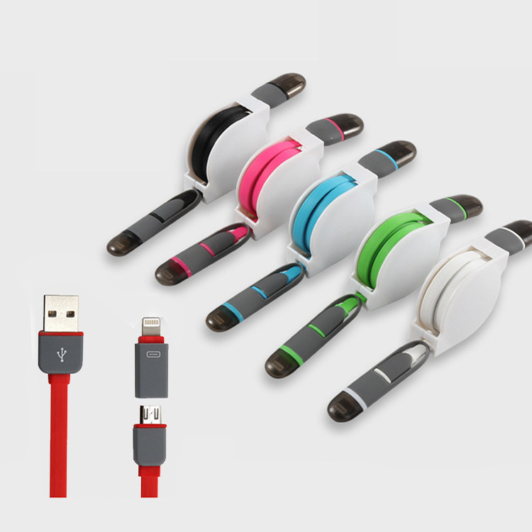 Telescopic data cable Android Apple 2-in-1 mobile phone universal charging cable stretching multifunctional IPHONE fast charging