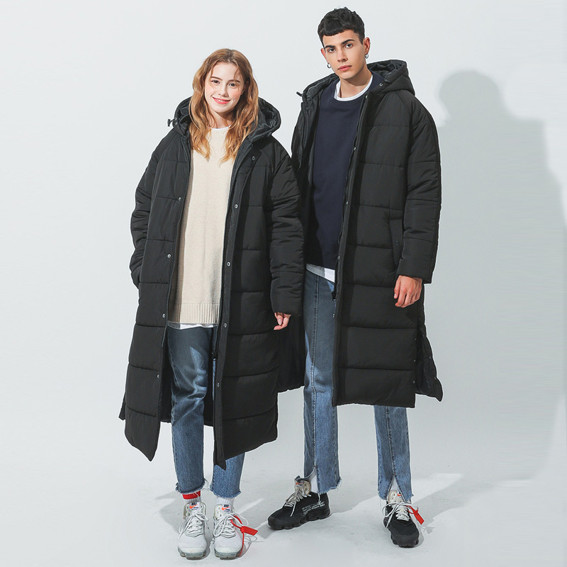 Autumn and winter Korean version of male and female lovers' length version cotton suit thickened cotton padded jacket oversize loose and large size boyfriend