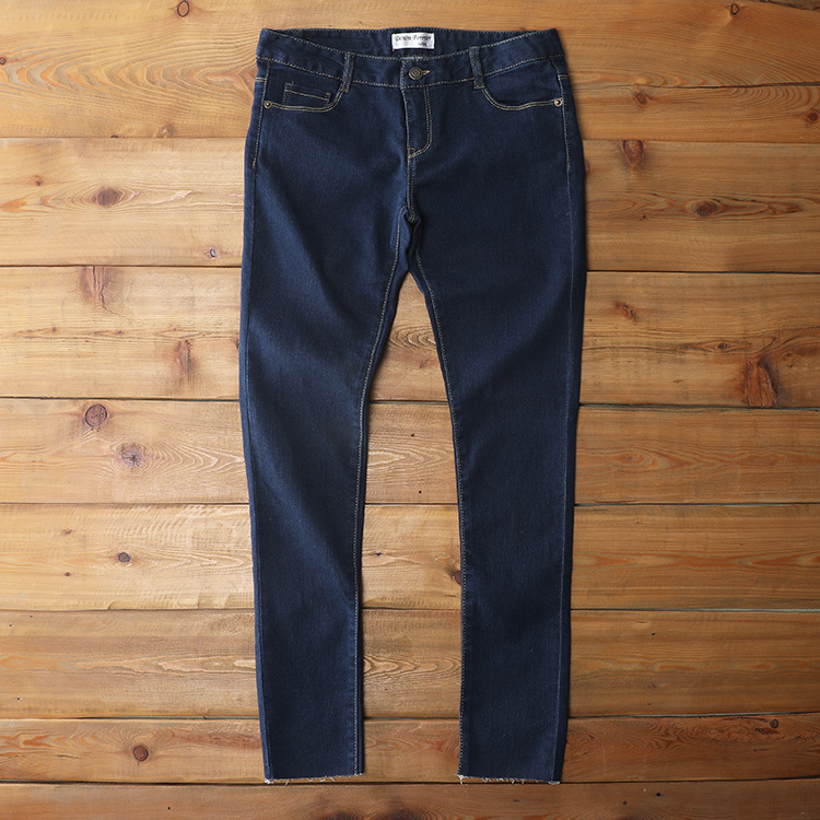 Clear Cabin Foreign Trade Pure Cotton Elastic Jeans Women Spring Summer Thin style Slim Smoke Pipe Pants Pencil Pants hair side Do the old