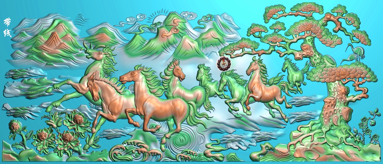 八駿全圖 屏風 故宮精品網路商城- 複製畫心-郎世寧八駿圖