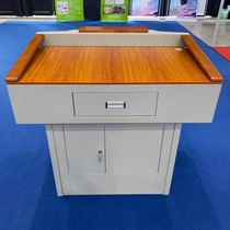 Flat podium Multimedia podiumThe school lecture desk supports custom wood-faced steel podiums