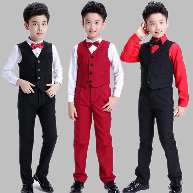 Children's vest vest three-piece boy suit suit small host clothing 4 autumn 5 flower girl dress 8 England 9 years old
