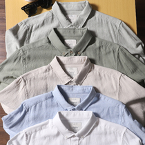 The color is so good summer you must enter the mens wash linen shirt casual short long sleeve shirt T2998
