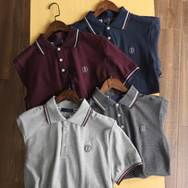 Big love whole single walk H striped color color collar summer mens bead mesh short sleeve polo shirt T3046