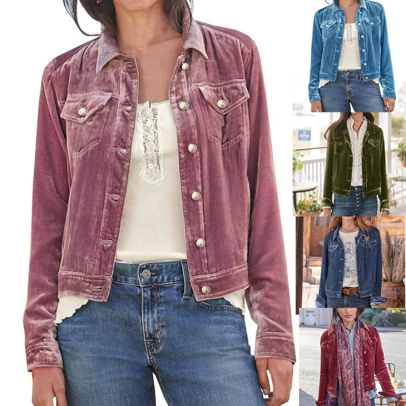 Short Workwear Women's Clothing New Style Amazon Cross-Border Women's European and American Style Wis2025 Jacket Top Velvet Jacket